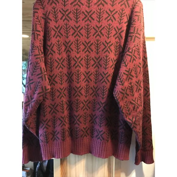 Alps Vintage Men’s M Red Geometric Long Sleeve Pullover Cotton Sweater - Picture 12 of 16